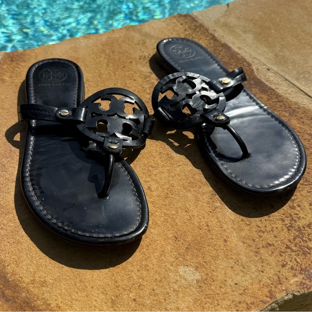 Tory Burch Black Patent Leather Sandals